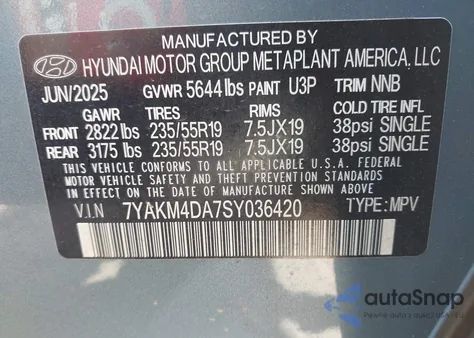 2025 Hyundai Ioniq 5 Se from USA, damaged, VIN 7YAKM4DA7SY036420